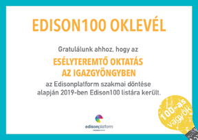 Edison100 oklevél a Tanodának